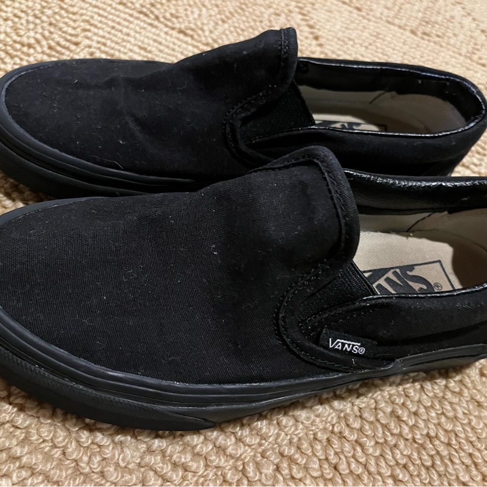 Vans Kids Black Canvas Slip-On Sneakers